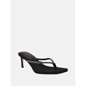 Guess Womens Mayan Rhinestone Thong Kitten Heel Sandals Black Size 10 NIB